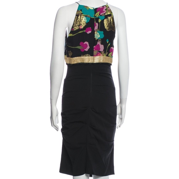 Nicole Miller silk knee-lenght dress. Size:S. Color: black/metallik - Picture 3 of 12